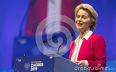 Ursula von der Leyen during EPP Congress in Zagreb Editorial Stock Photo