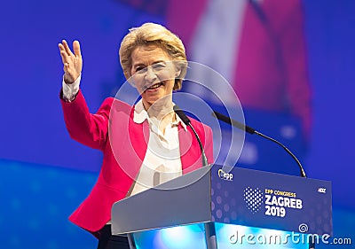 Ursula von der Leyen during EPP Congress in Zagreb Editorial Stock Photo