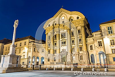 Ursuline Church, Congress Square, Ljubljana, Slovenia. Stock Photo