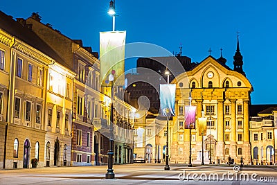 Ursuline Church, Congress Square, Ljubljana, Slovenia. Stock Photo