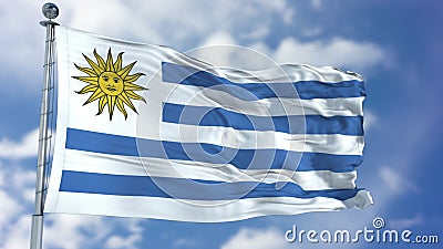 Uruguay Flag in a Blue Sky Stock Photo