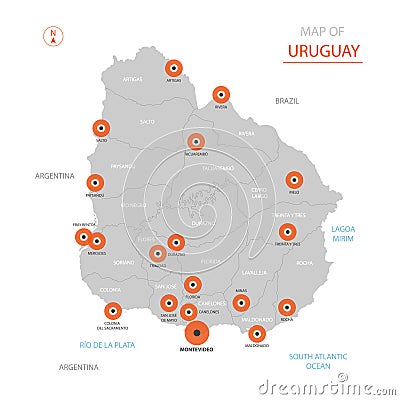 Uruguay map with administrative divisions. Vector Illustration