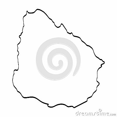 Uruguay map outline graphic freehand drawing on white background. Vector Illustration