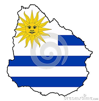 Uruguay Outline Flag Map Vector Illustration