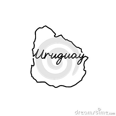 Uruguay outline map with the handwritten country name. Continuous line drawing of patriotic home sign Cartoon Illustration