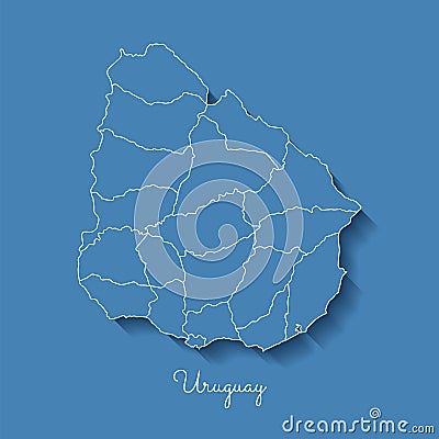 Uruguay region map: blue with white outline and. Vector Illustration