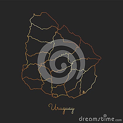 Uruguay region map: golden gradient outline Vector Illustration