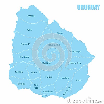 Uruguay regions map Stock Photo