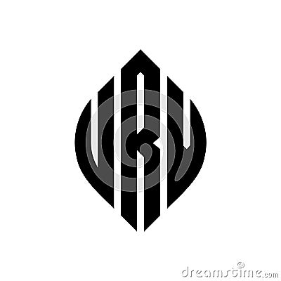 URV circle letter logo design with circle and ellipse shape. URV ellipse letters with typographic style. The three initials form a Vector Illustration