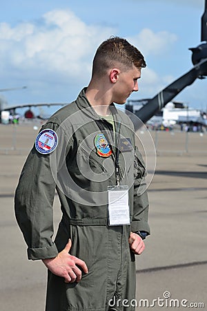 US Air Force soldiers with military aircrafts Editorial Stock Photo