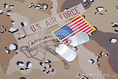 US ARMY airborne tab with blank dog tags Editorial Stock Photo