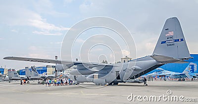 US Army airplane named Maxwell open for visitators. Editorial Stock Photo