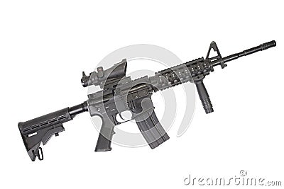 US Army carbine with silencer isolated on a white background Stock Photo