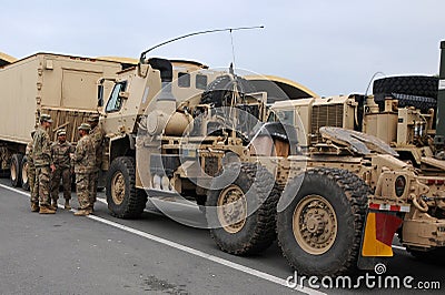 US Army Comvoy at the Border Editorial Stock Photo