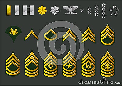 US army enlisted ranks Cartoon Illustration