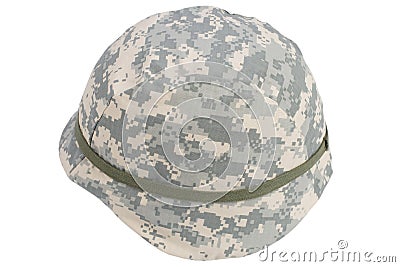 us army kevlar helmet with camouflaged cover Stock Photo