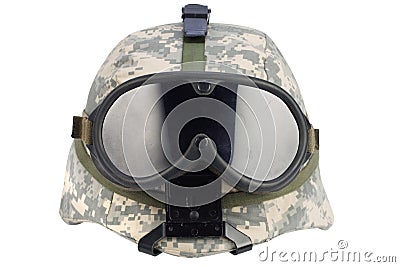 us army kevlar helmet with goggles Stock Photo