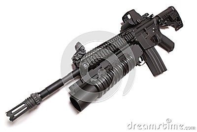 US Army M4A1 tactical carbine with M203 louncher. Stock Photo
