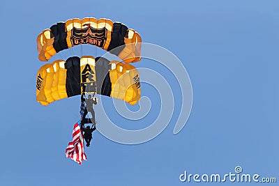 US Army Paratroopers carrying an American flag Editorial Stock Photo