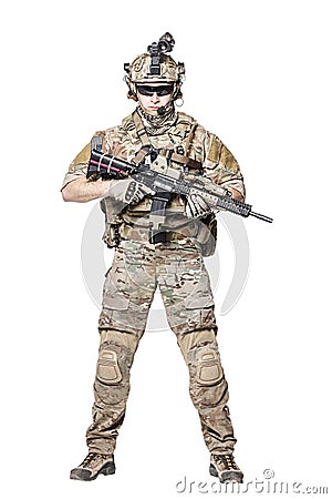 US Army Ranger with weapon Stock Photo