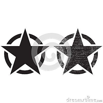 US army sign, Army star, war symbol, vector, Vintage retro grunge black star in circle on white background Vector Illustration