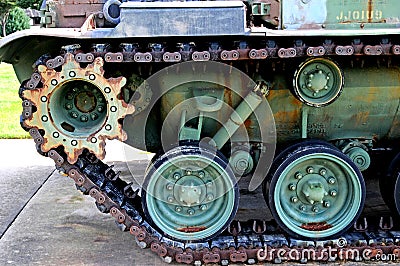 Us army wwll military tank track assembly Stock Photo