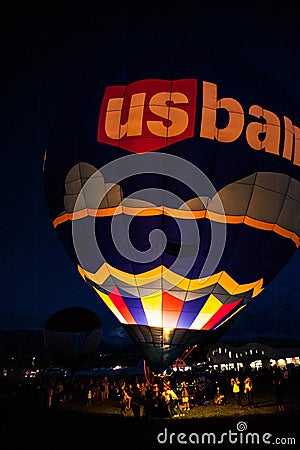 US Bank Balloon at the Albuquerque Balloon Fiesta Evening Glow 2015 Editorial Stock Photo