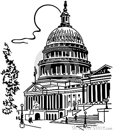 US Capitol Building Vector Illustration