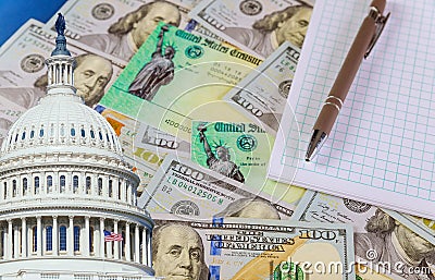 US Capitol Building on a COVID-19 on global pandemic lockdown stimulus package financial relief package government Stock Photo