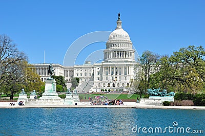 US Capitol Congress with tourists in a sunny day Editorial Stock Photo