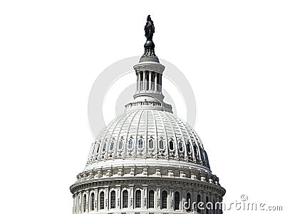 US Capitol Dome Isolated on White Stock Photo