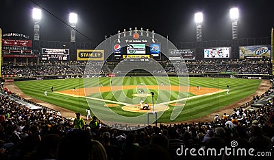 US Cellular Baseball Field at Night Editorial Stock Photo