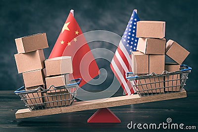 US China trade balance concept Stock Photo