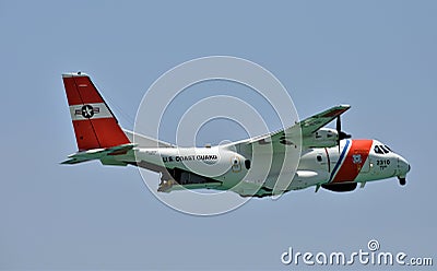 US Coast Guard airplane on patrol Editorial Stock Photo