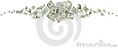 Us dollar. American money, falling cash. Flying hundred dollars Stock Photo