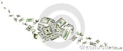 Us dollar. American money, falling cash. Flying hundred dollars Stock Photo