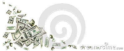 Us dollar. American money, falling cash. Flying hundred dollars Stock Photo