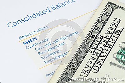 US dollar banknote on the balance sheet Stock Photo