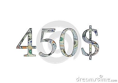 $ 450. Us dollar banknotes. Stock Photo