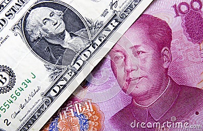 US dollar and Chinese yuan Stock Photo