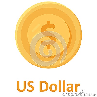 Us Dollar Coin Isolated Vector icon which can easily modify or edit Vector Illustration