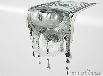 US Dollar Melting Dripping Banknote Stock Photo