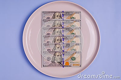 US dollar shot. Money plate. Stock Photo
