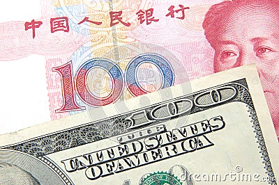 US dollar vs renminbi Stock Photo