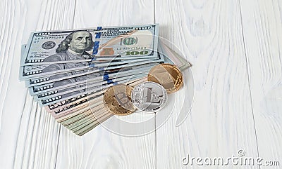 US dollars and Crypto currency Editorial Stock Photo