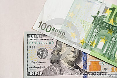 US Dollars and Euro Stock Photo