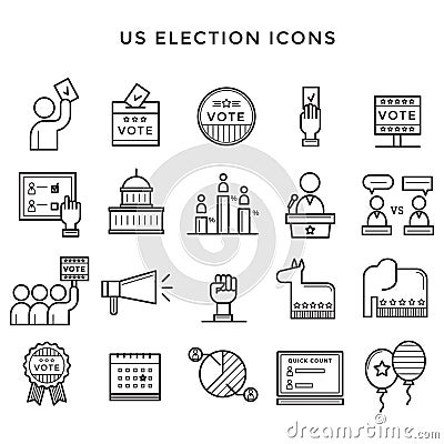 US election icons illustration.. Vector illustration decorative background design Cartoon Illustration