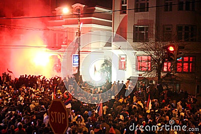 US embassy under attack,Belgrade,Serbia Editorial Stock Photo