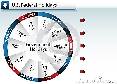 US Federal Government Holidays Vector Illustration