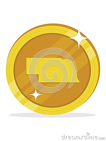 US Federal State of Nebraska Golden Dollar Coin Vector Illustration